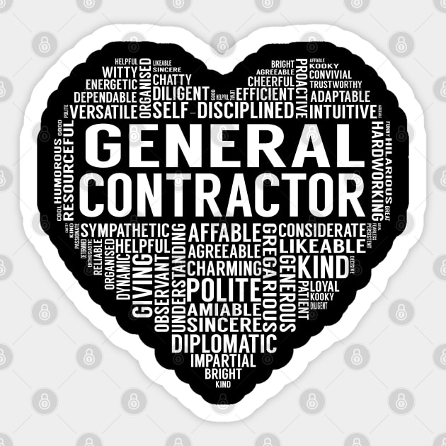 General Contractor Heart Sticker by LotusTee